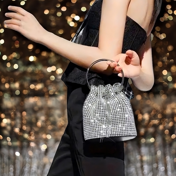 🆕️ Rhinestones Evening Elegant Trendy Clutch Handbag Shoulder Chain - Picture 1 of 10
